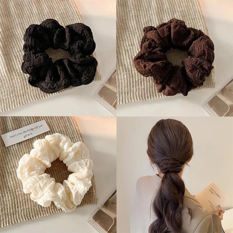 Wave Pattern Solid Color Hair Rope Women Simple Ponytail Hair Ring Fashionable Girls Do Not Hurt The Hair Ring
