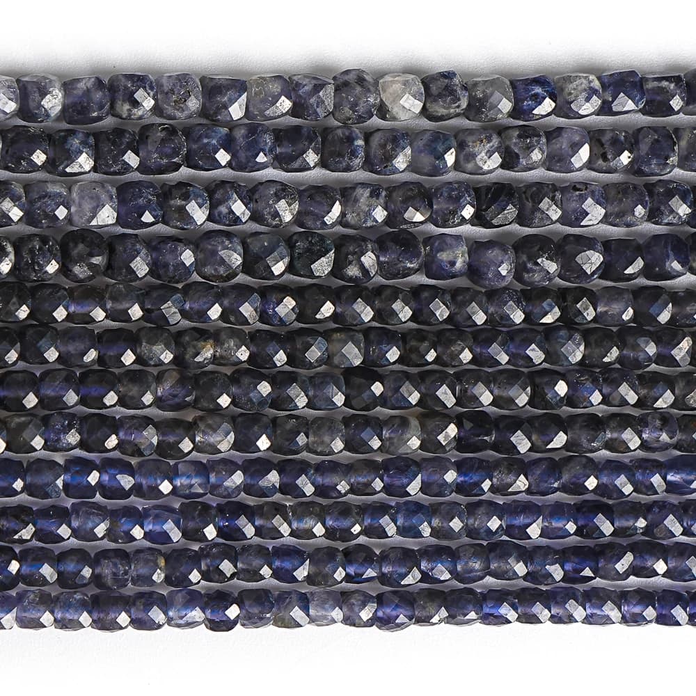 4-5MM Natural Lolites Stone Beads Faceted Loose Beads Strand For Jwelery Making DIY Bracelet Necklace 15'' Dark Color