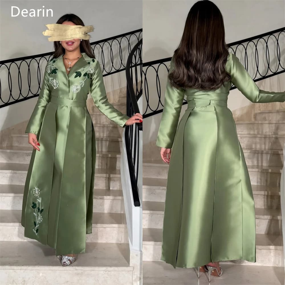 Customized Evening Gown Prom Women Dearin V-neck A-line Floor Length Skirts Bead Pearl Print Bespoke Occasion Dresses Formal Dre