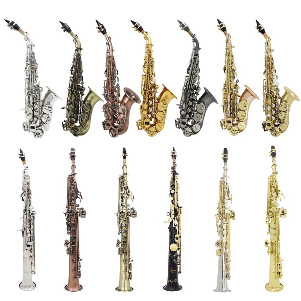 SLADE Soprano Saxophone B Flat Brass Sax Professional Saxophone With Case Reeds Mouthpiece Strap Gloves Cleaning Cloth Brush
