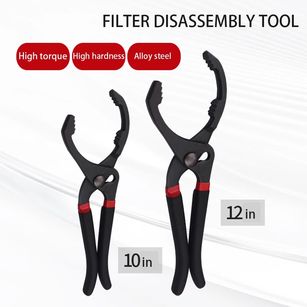 10/12 Inch Car Oil Filter Pliers Clamp Type Wrench Oil Filter Remove Disassembly Tool Filter Element Wrench for Truck Repair