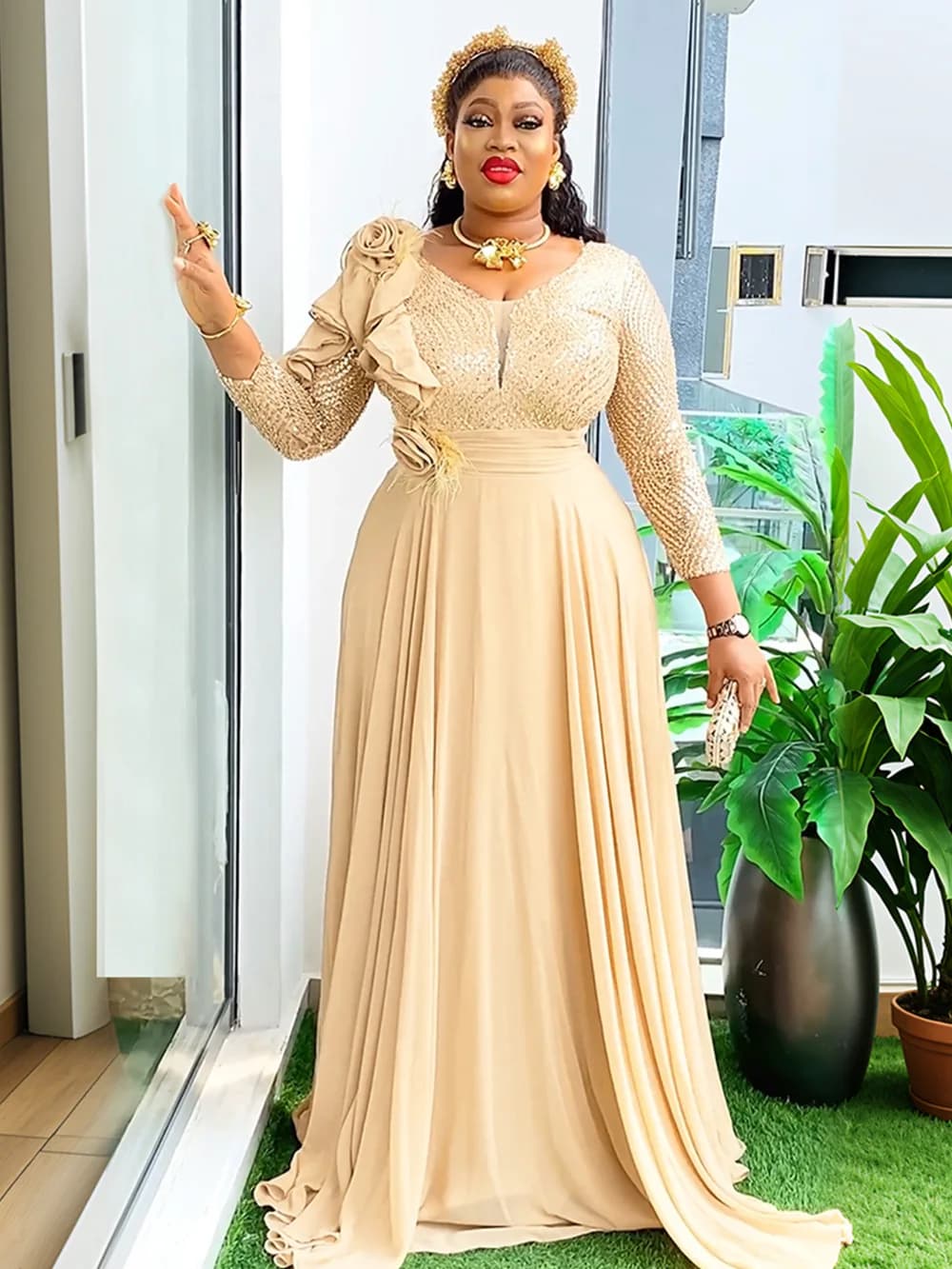 Plus Size African Wedding Party Dresses for Women 2025 Dashiki Ankara Evening Gown Elegant Christmas Outfit Robe Africa Clothes