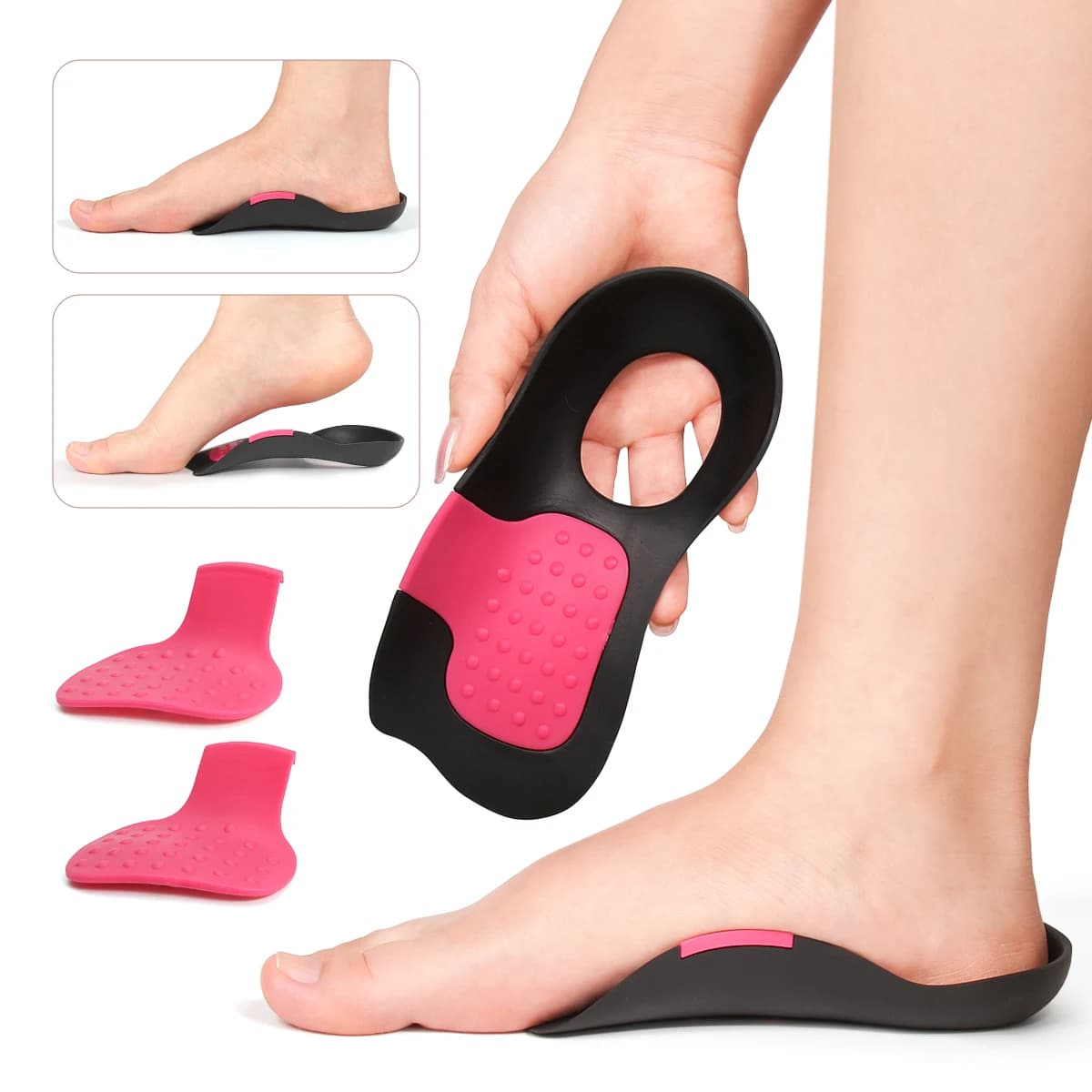 New upgraded arch support insoles, removable in height-increasing arch pads, ,suitable for X-shaped legs and flat feet.