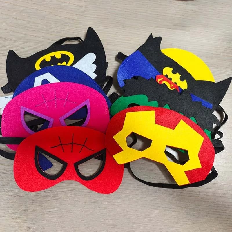 Superhero Captain America Mask Children's Role Playing Costume Spider Man Cartoon Mask Iron Man Halloween Dress Up Set of 10 Cos