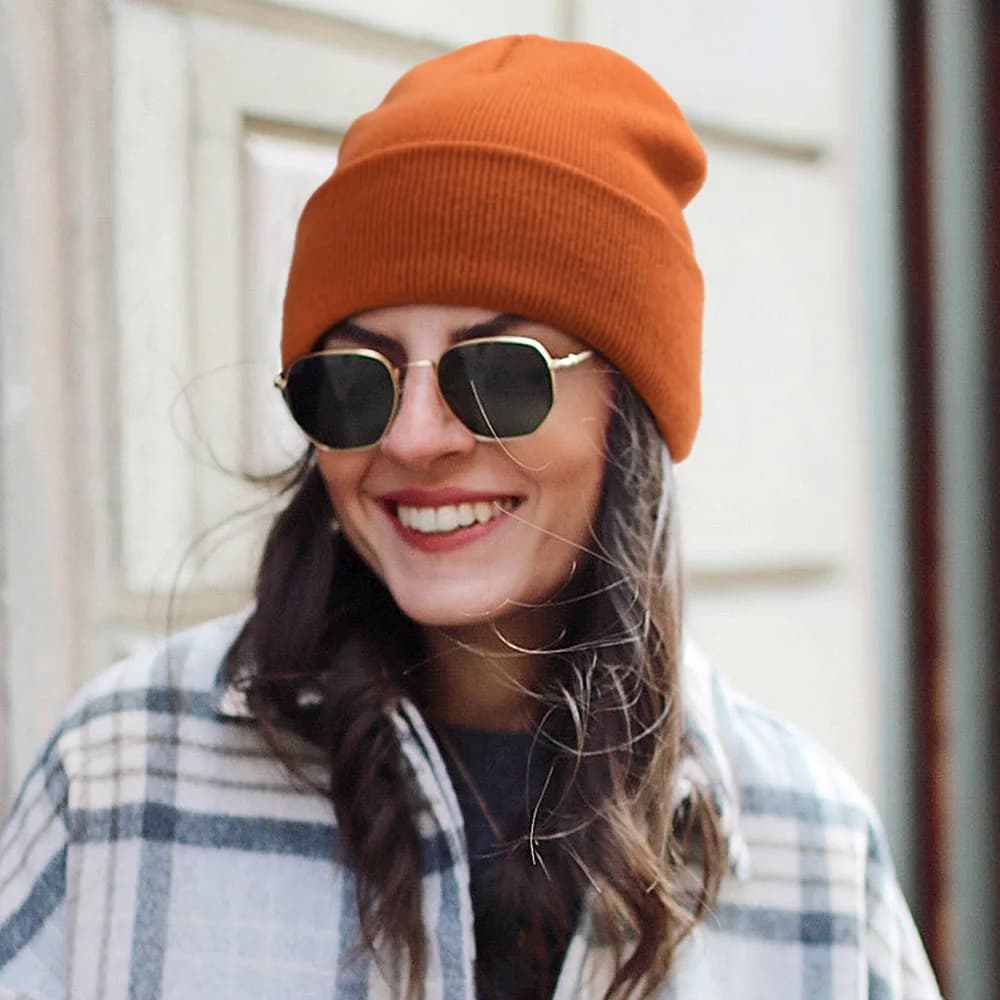 Unisex Basic Foldable Cuff Knit Beanie - Classic Winter Hat for Men & Women, Warm Ribbed Cap for Fall & Winter