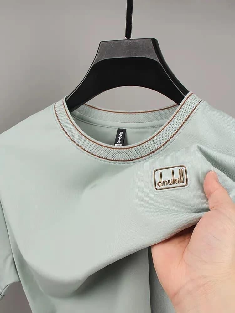 High quality soft cotton short sleeve round neck men's T-shirt summer new fashionable embossed design breathable leisure top