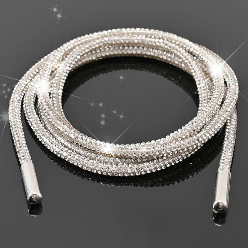 1Pair/2Pcs Rhinestone Shoe Lace Luxury Diamond ShoeLace Bright String Cross Braiding Strap DIY Drawstring
