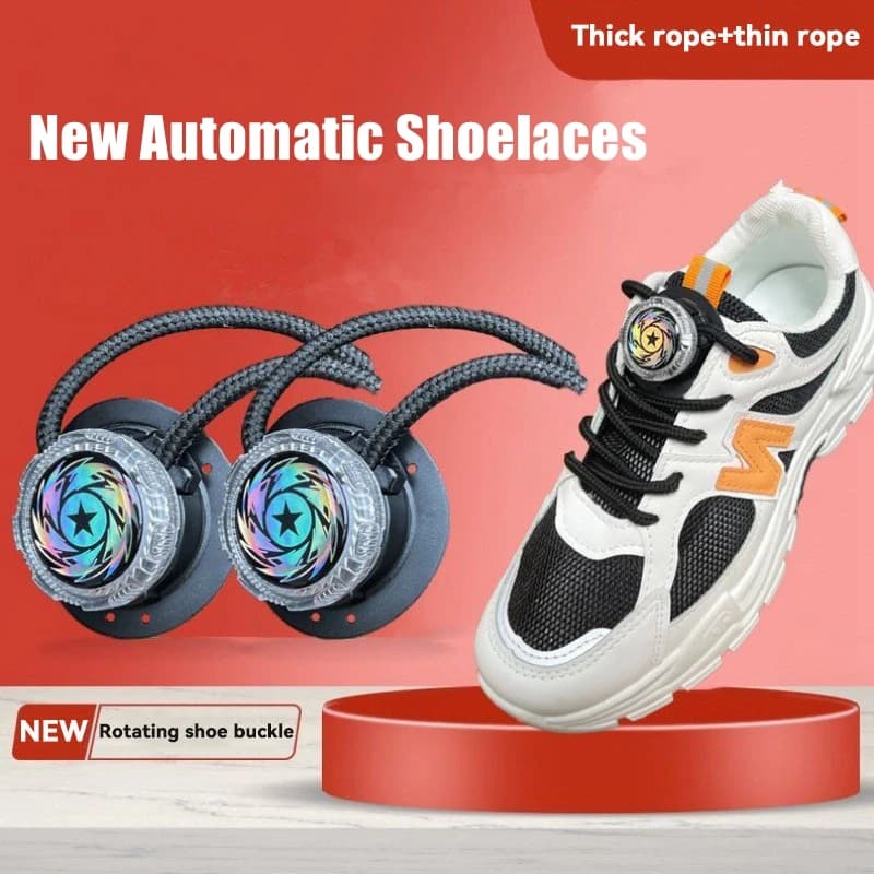 Thick Rope Automatic Shoelaces Without ties Crystal Swivel Buckle Laces Sneakers Adult Kids 4mm Round Shoelace Shoe Accessories