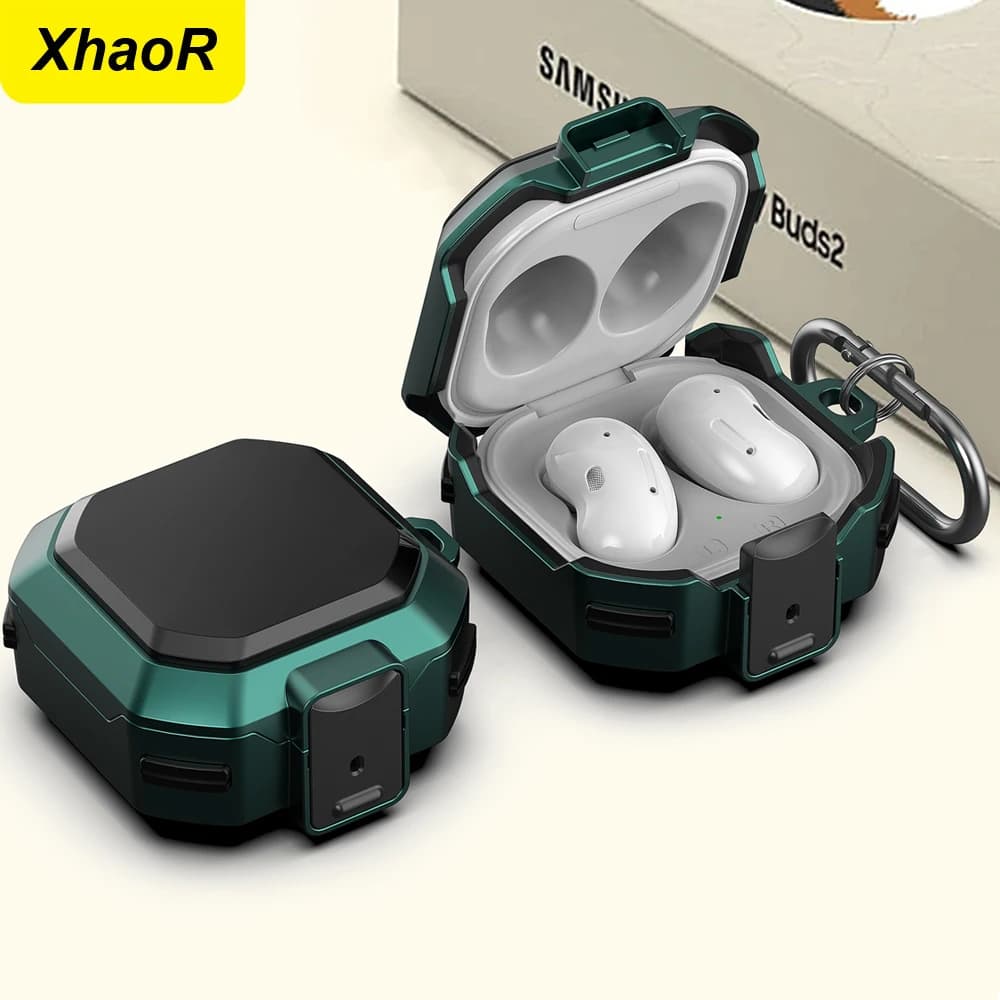 Switch Lock Cover For Samsung Galaxy Buds FE Buds2 Pro Live Buzz Pro Case Full Protection Shockproof With Keychain Earphone Box