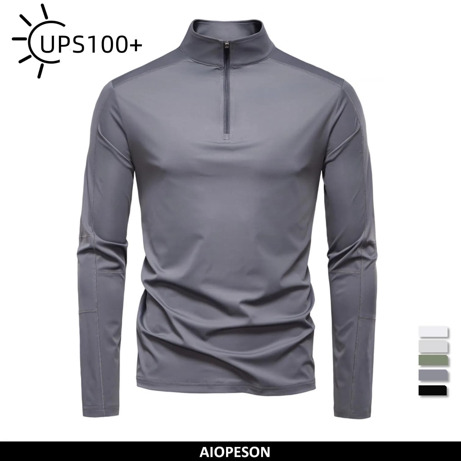 AIOPESON 2025 Men's Spring Lightweight Breathable UV Protection Sun Shirt for Outdoor Activities Male T Shirt