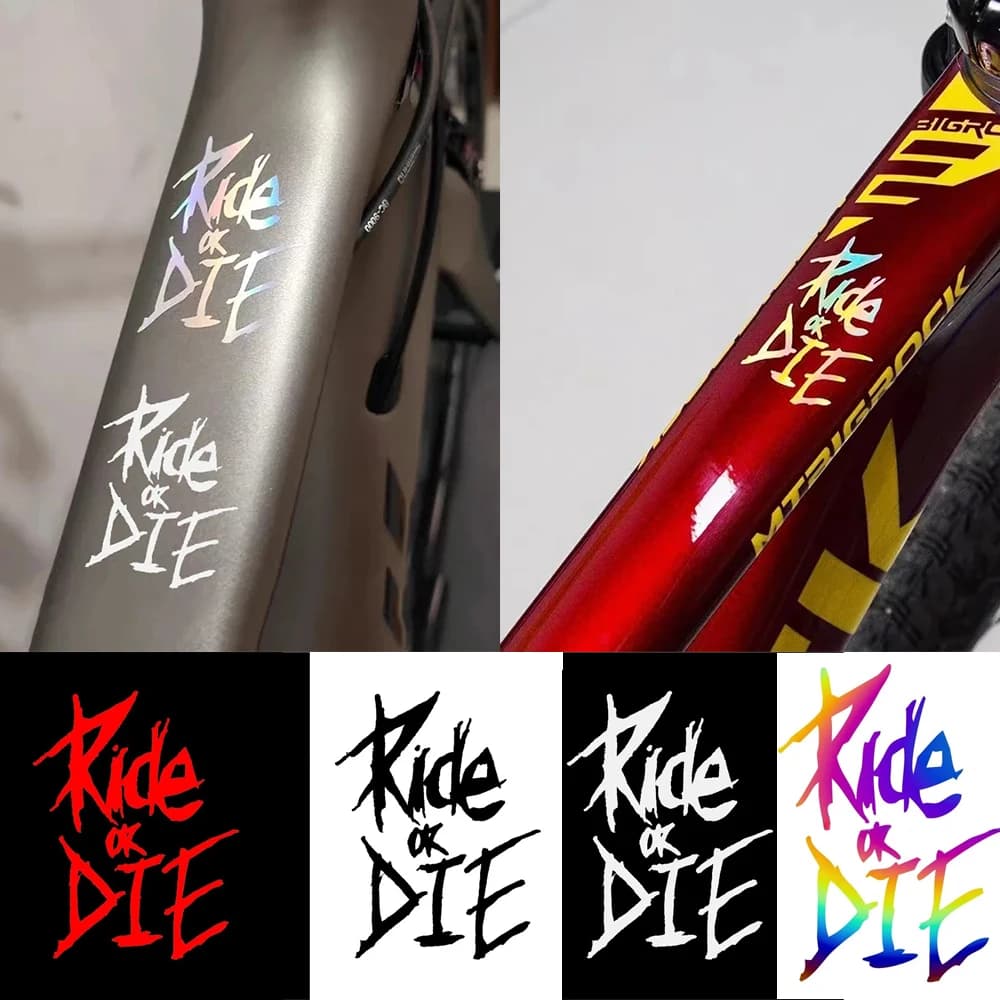 5.6 x 8 cm Bike Frame Stickers Ride or Die Top Tube Decals for MTB Bicycle Decorative Frame Bike Auto Motorcycle Accessories