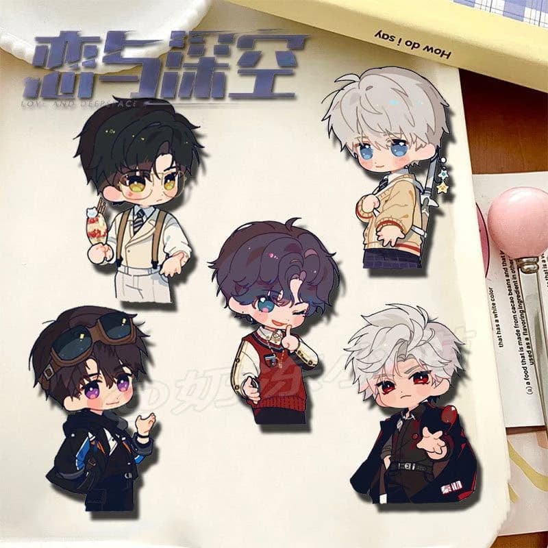 Game Love And Deepspace Xavier Zayne Rafayel Sylus Cosplay Badge 5Pcs/Set Acrylic Brooch Lapel Pin Bag Costume Accessories Prop