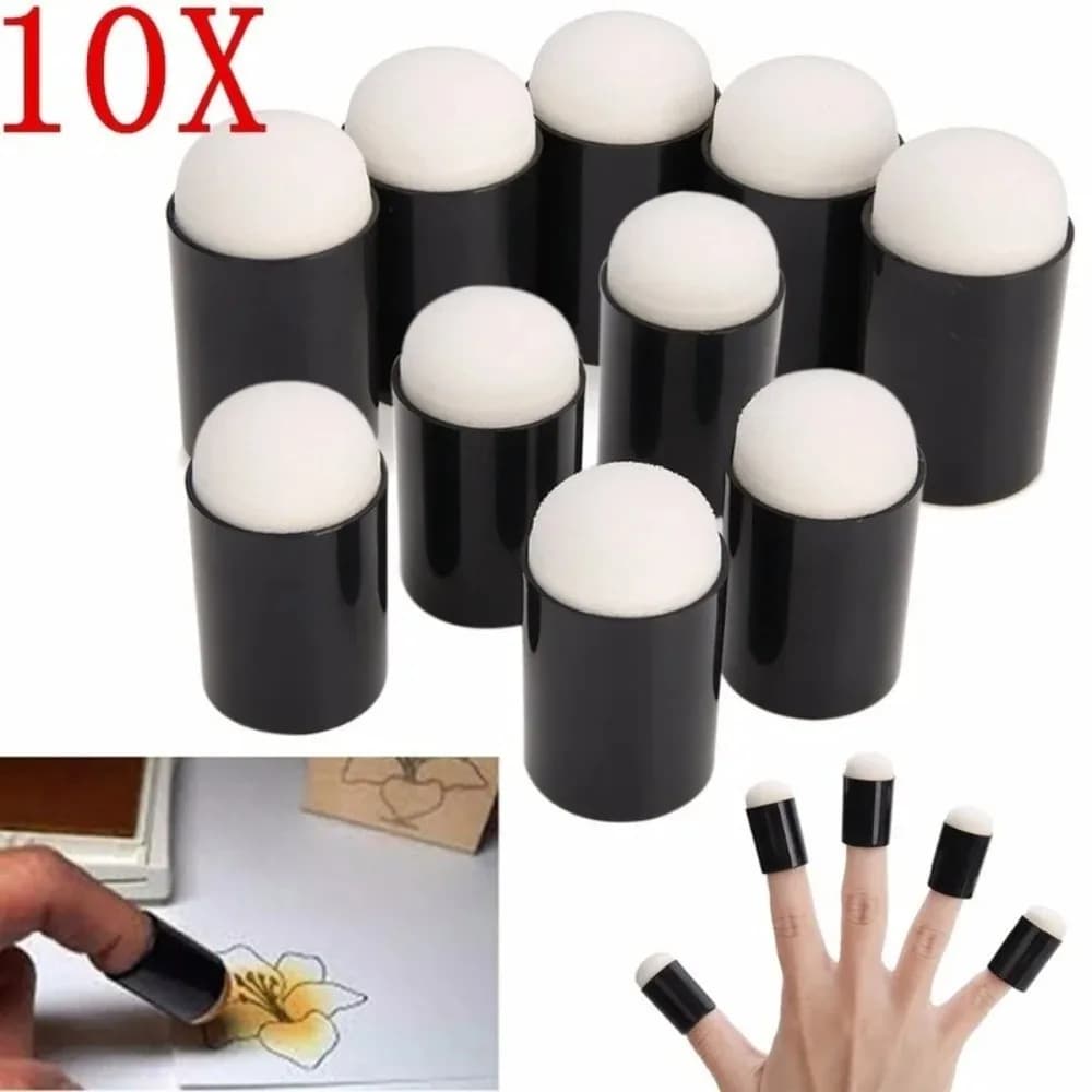10pcs Finger Sponge Case Daubers Foam for Apply Painting Ink Stamping Crayon Reborn DIY Craft Art Tool 18 * 33mm Finger