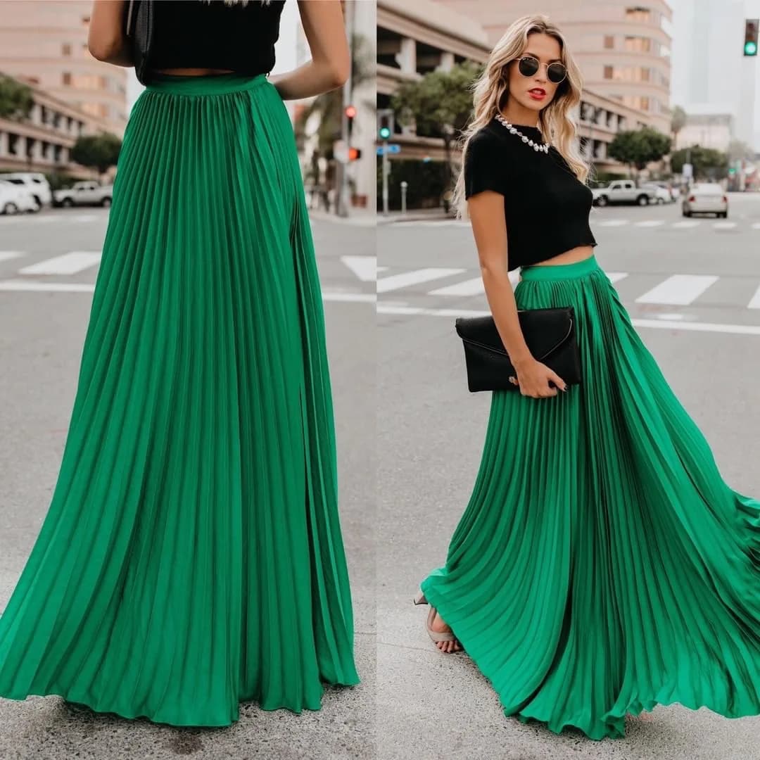 Elegant Skirts Dress Fashion High Waist Vintage Long Skirt Women 2023 Summer Big Hem Pleated Black Maxi Skirts Womens Jupe Femme