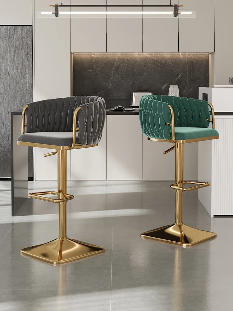 Velvet Bar chair Home kitchen high stools Cafe Lift Swivel chair luxury counter stools Modern bar chair with backrest Furniture