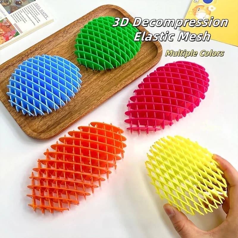 3D Color Box Elastic Mesh Pet Toy Stress Relief Decompression Deformable Toy for Dogs Cats Elastic Deformation Pet Chew Toy