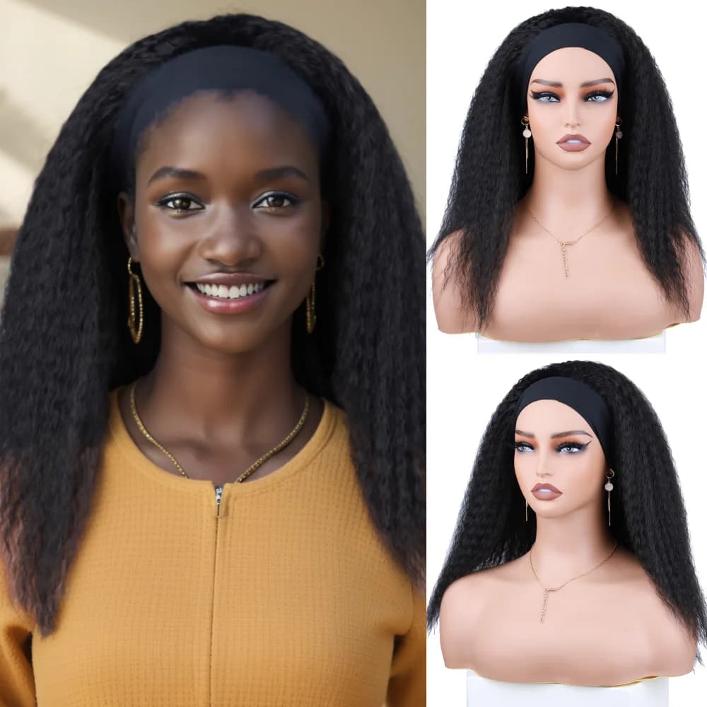 Short Kinky Straight Synthetic Wig High Puff Synthetic Hair Wig Afro Style Wig for Women Short Puffy Yaki Straight Synthetic Wig