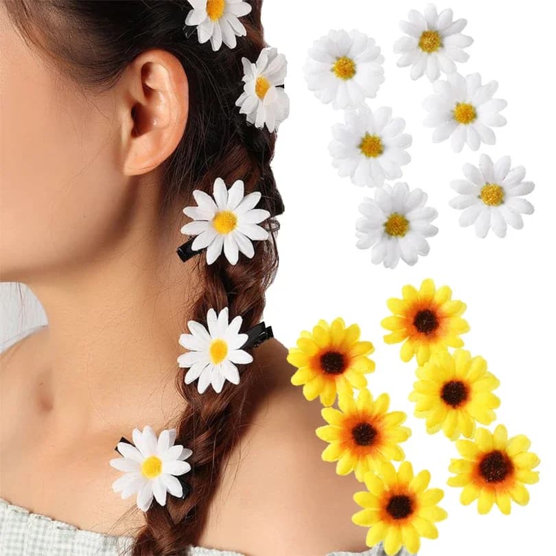 5/6 Sunflower Hair Clips Side Hair Clips Cute - Daisy Flower Butterfly Hair Clips Duck billed Hair Clips Women's Hair Accessorie