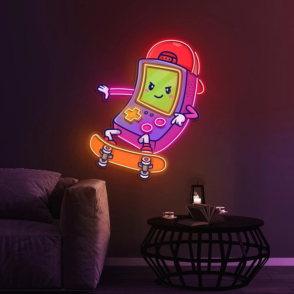 Skater Controller Neon Sign Game Controller LED Light Gaming Room Bedroom Home Decor Custom Neon Sign Personalized Gifts