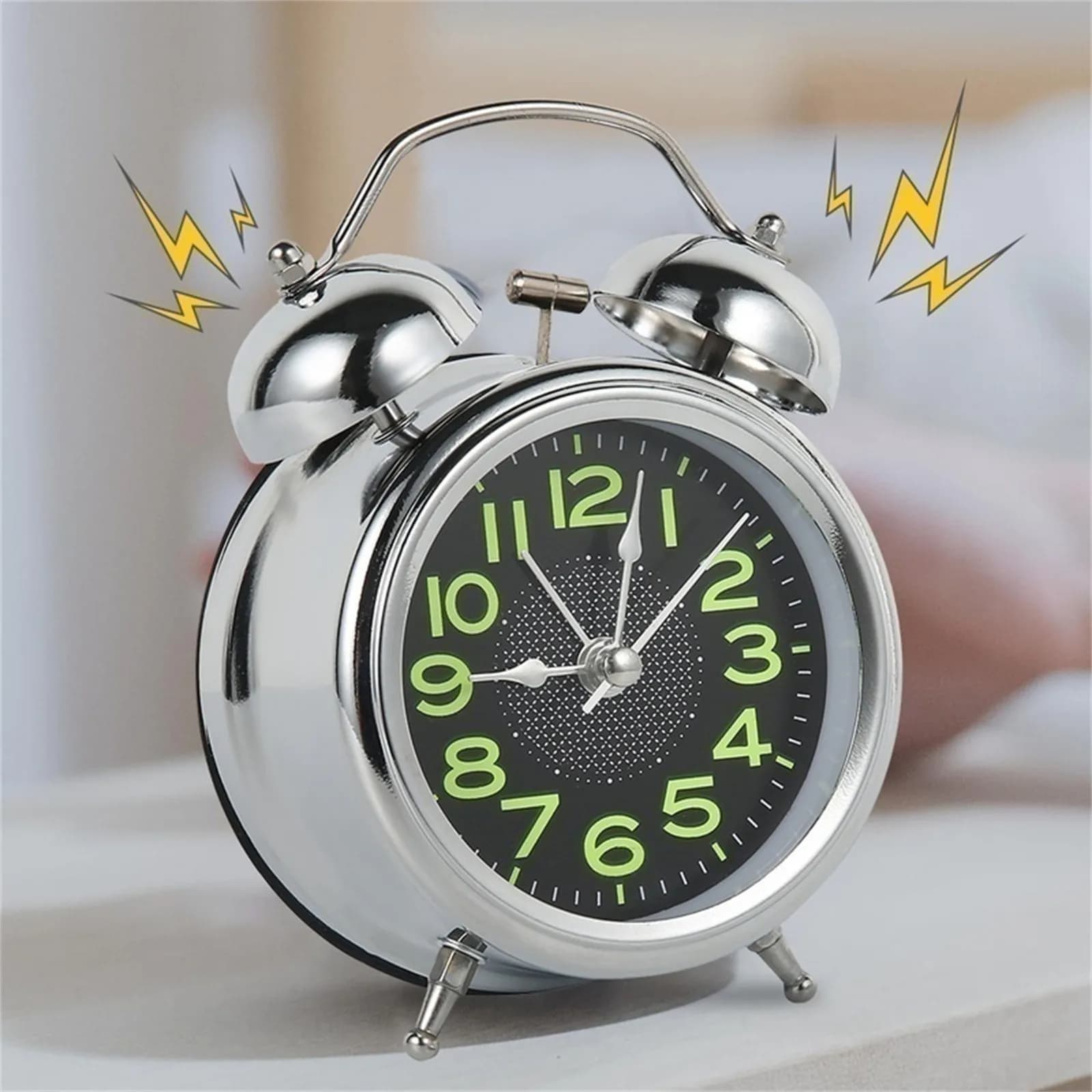 Loud Alarm Clock for Heavy Sleepers Adults Retro 4 Inch Silent Quartz with Backlight Twin Bell Analog Kids Alarm Clocks