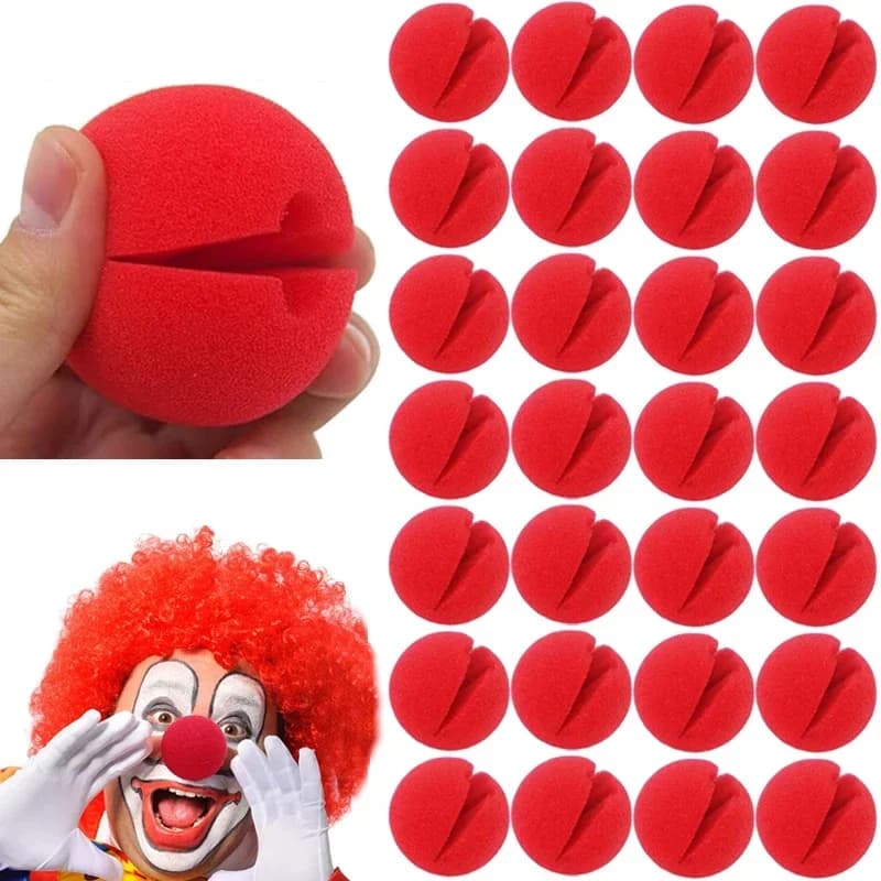 10pcs Red Ball Foam Clown Nose Halloween Party Cosplay Costume Circus Props Festival Make Up Clown Nose Performance Decoration