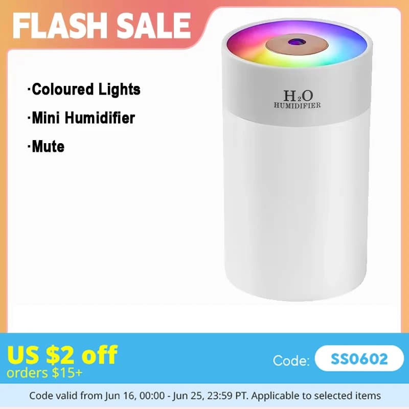 Luminous Humidifier Household Desktop Small Water Supplement Spray Air Humidification Usb Car Portable Night Light 260ml
