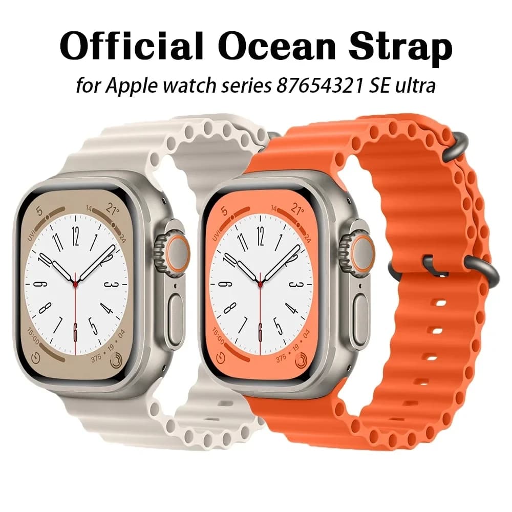 Ocean Band for Apple watch Ultra 49mm 45mm 46mm 42mm 44mm 40mm 41mm Silicone sport bracelet correa series 10 9 7 8 5 6 SE strap