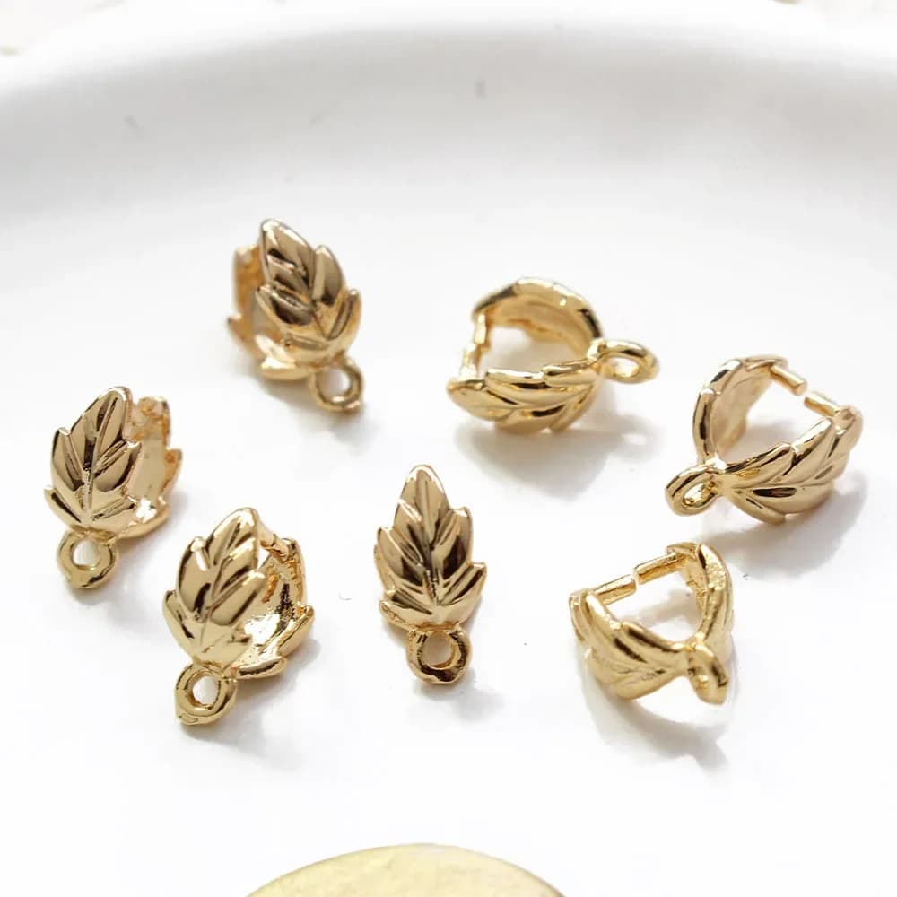 10PCS 18 K gold plated leaf shaped melon seed buckle DIY bracelet necklace as jewelry accessories material