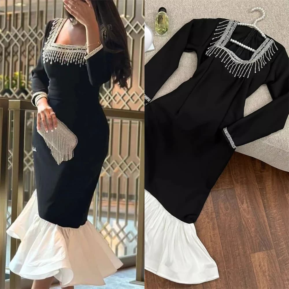 Customized Jiayigong Fashion Square Sheath Evening Celebrity Sequin Fold Draped S 프롬드레스 luxury dresses for women 2023فساتين سهره