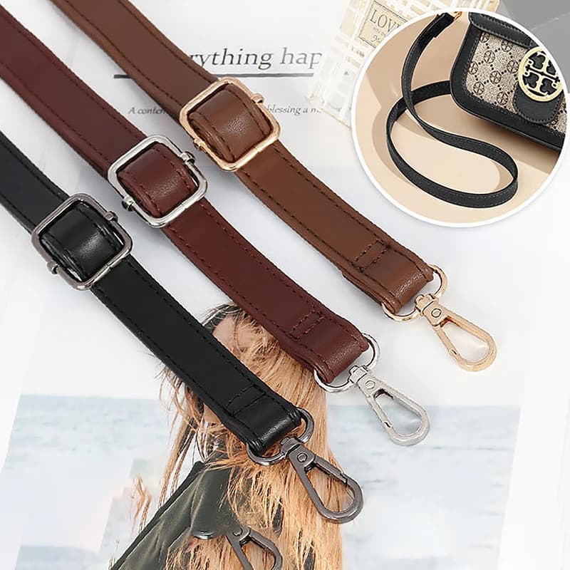 Handbags Accessories 130cm Long Adjustable PU Leather Bag Strap For Crossbody 1.8cm Wide Shoulder Bag Strap Replacement