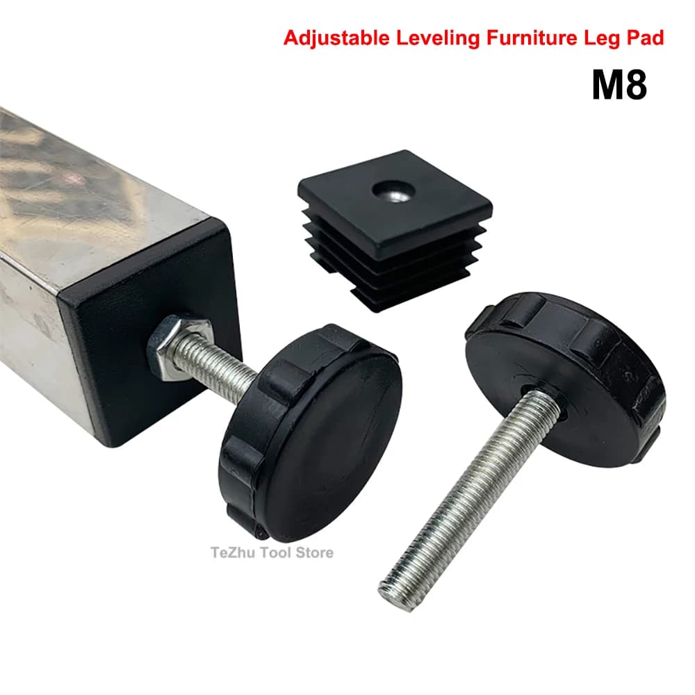 1PCS M8 Round/Square Adjustable Leveling Chair Leg Feet Screw-in Base Nut Furniture Mat Table Floor Protector Anti-slip Pad