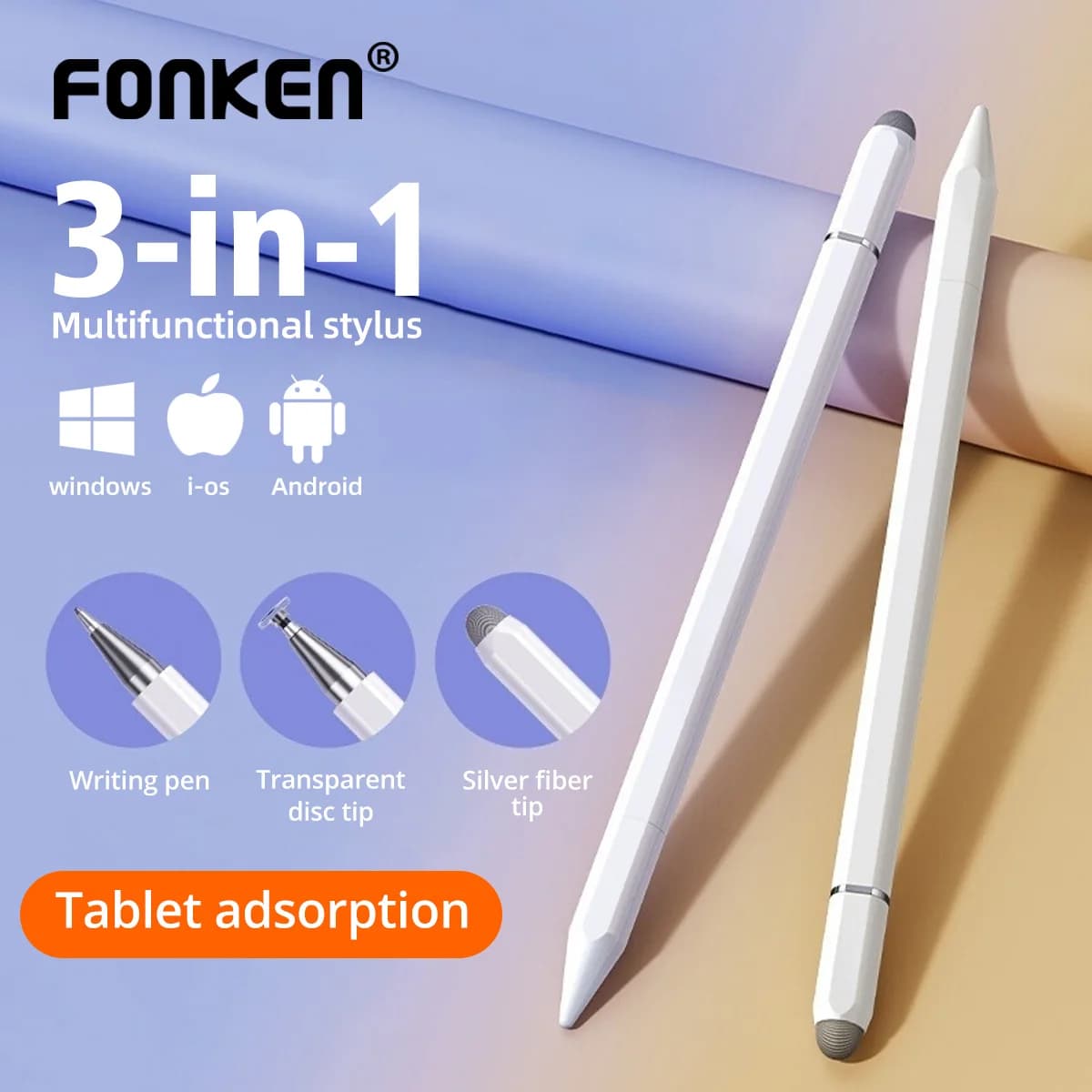 Fonken Magnetic Adsorption 3 in 1 Universal Capacitive Stylus Pen for Iphone Huawei Android Touch Screens Tablet Writing Pencil
