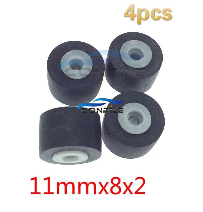 4pcs 11mmx8x2 retractor press wheel belt pulley rubber audio pressure recorder cassette deck pinch roller tape Stereo player