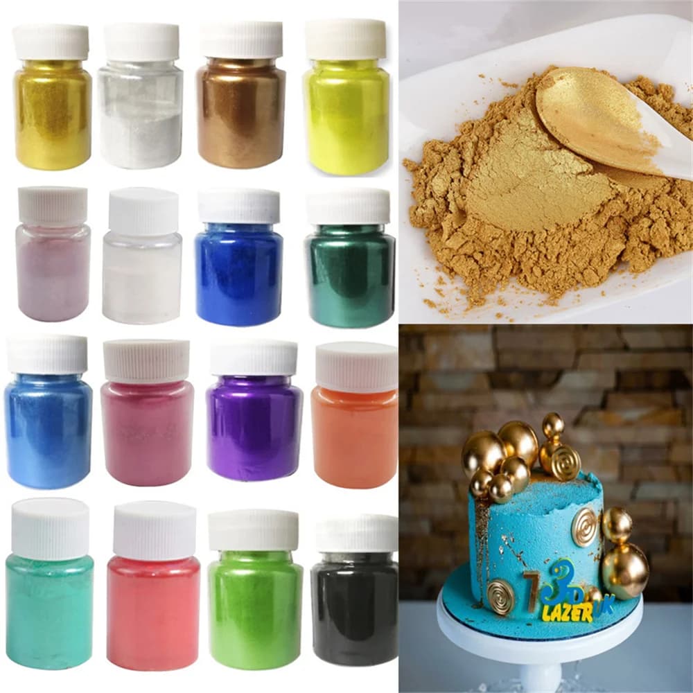 15g/Bottle Gold And Silver Dye Glitter Powder Mousse Cake Macaron Chocolate Confectionery Pastry Baking Cake Decoration