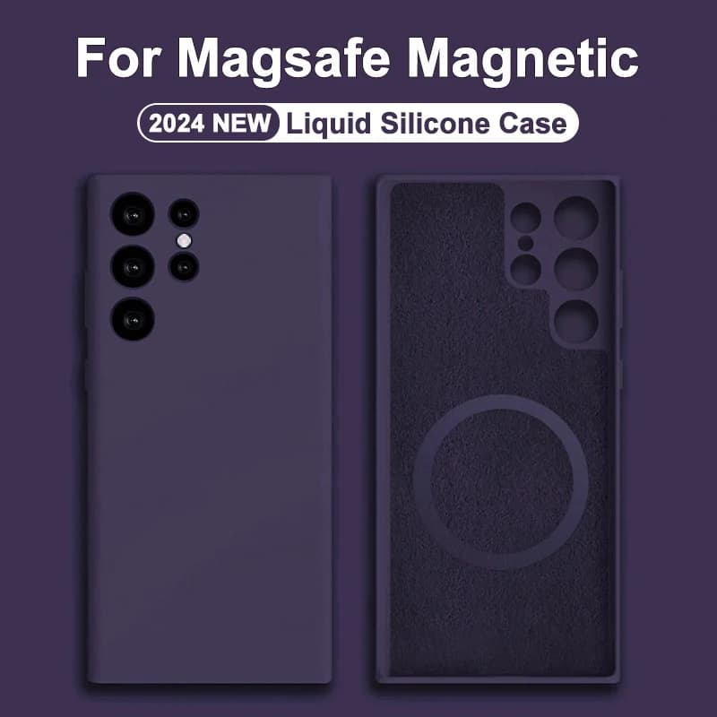 For Magsafe Magnetic Case For Samsung Galaxy S23 S22 S24 Ultra S21 FE Wireless Charging Cases Liquid Silicone Cover Accessories