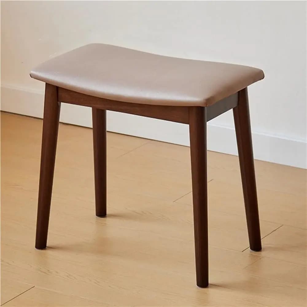 Vanity Stool, Upholstered Piano Stool, Saddle Stool Cushion,Leather Foot Stool,Makeup Chair with Solid Wood Legs,Vanity Stools