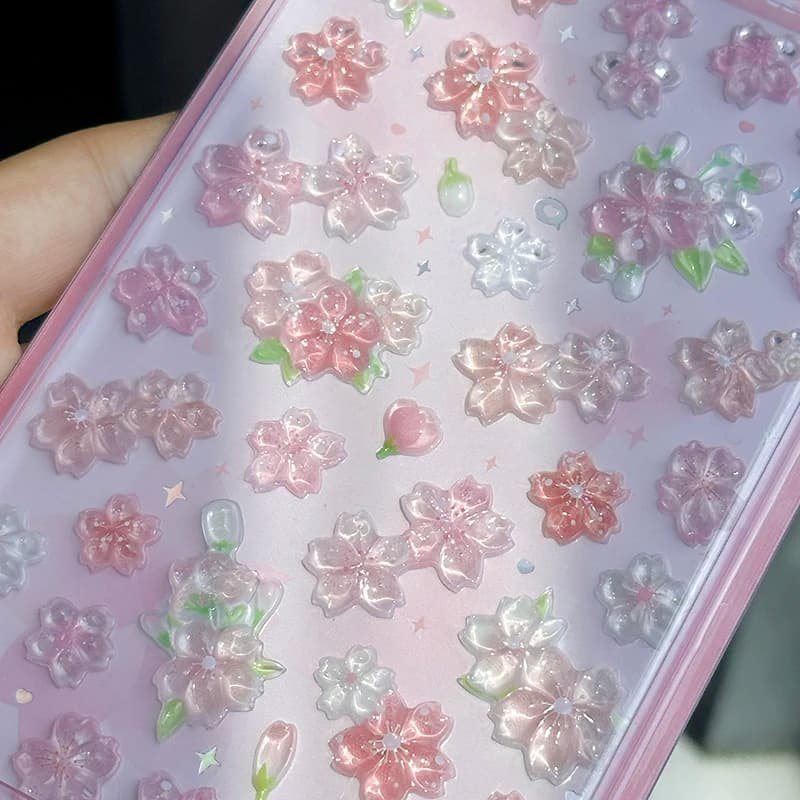 Korean Import Original NEKONI Sakura Cherry Blossom Pink 3D Relief Stickers Scrapbooking Diy Journal Cute Stationery Sticker