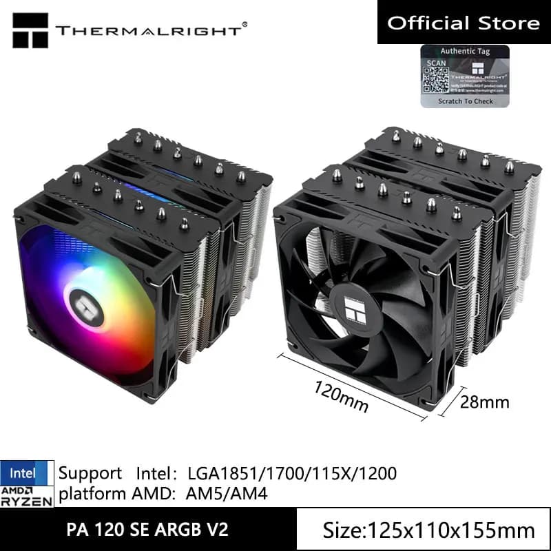 Thermalright Peerless Assassin 120 SE V2 Computer case air cooling radiator,Support LGA1851/1700/AM5/AM4 with 120x120x28mm fan