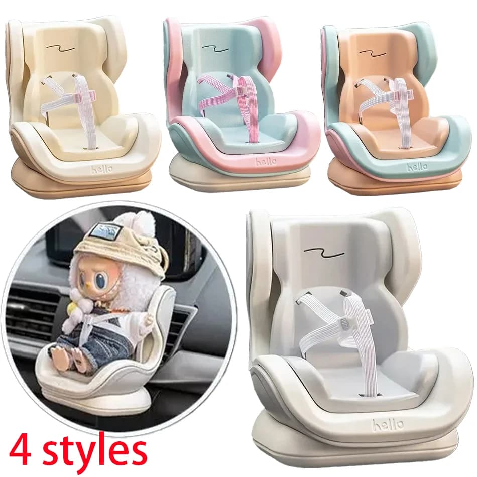 4 Styles For Car Doll Safety Seat Cartoon Chair Model Kawaii Doll Seat Outlet Decor Car Interior Styling Labubu Accessories 