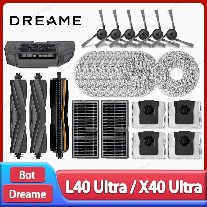 Dreame L40 Ultra / X40 Ultra Vacuum Cleaner Replacement Accessories Main Side Brush HEPA Filter Mop Cloths Dust Bag Spare Parts