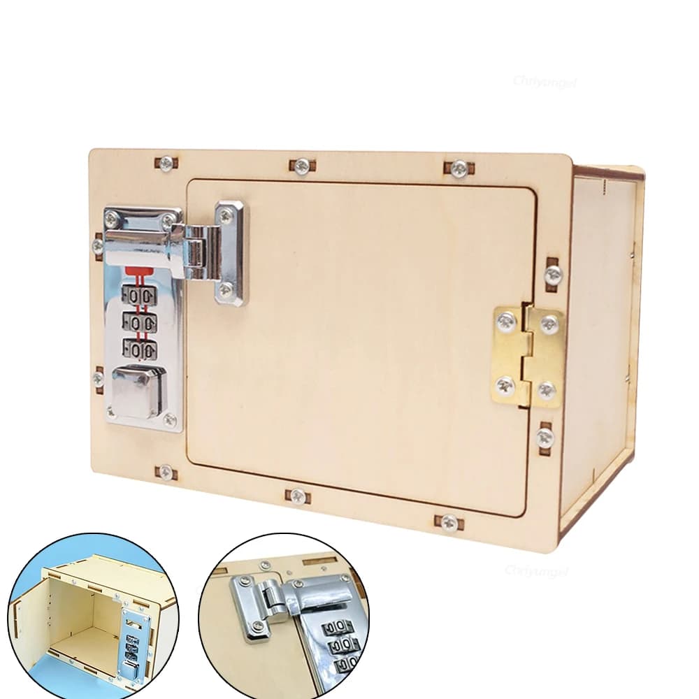 DIY Wooden Password Box for Kids Assembling Code Box Science School Projects Experiment Kits Science Toys STEM Educational Toys