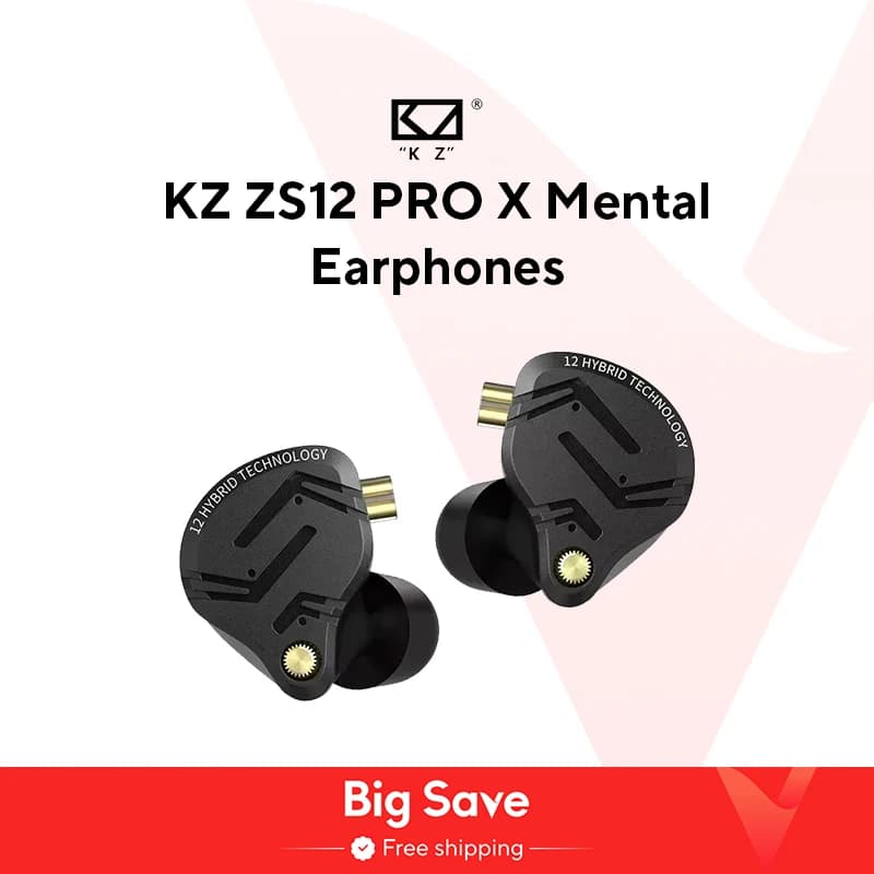 KZ ZS12 PRO X Metal Earphones 1DD+5BA Hybrid HIFI Bass In Ear Monitor Headphones Music Sport Noise Cancelling Headset New Arrive