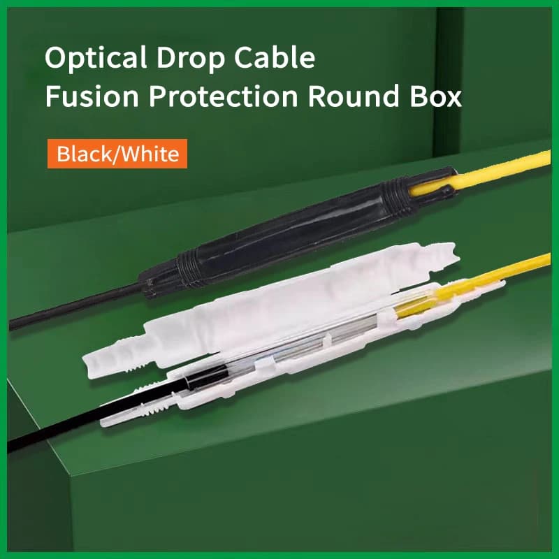 50Pcs/100Pcs Fiber Optic Fusion Protection Round Box Black/White for Drop Cable Optic Fiber Fused Rounde