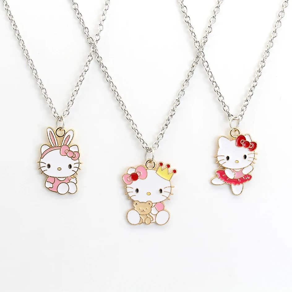 Kawaii Sanrio Anime Hello Kitty Alloy Necklace Cartoon Hellokitty Y2K Pendant Girl Collar Chain Holiday Gift For Girlfriend
