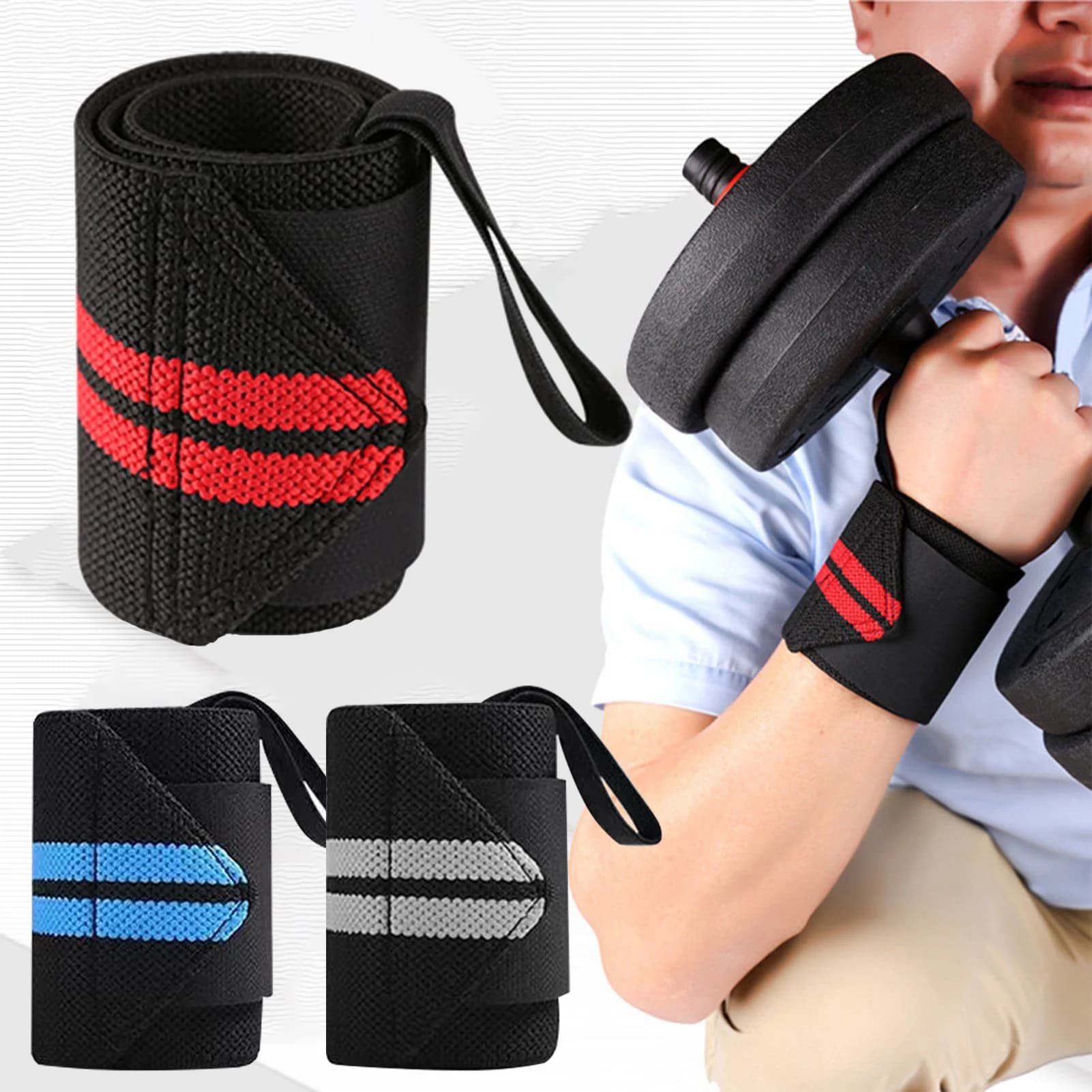 1PC Exercise Pressure Strap Elastic Wrist Wrist Pressure Weight Lifting Sports Wrist Bandage Wrap Wrist Guard against Sprain Men
