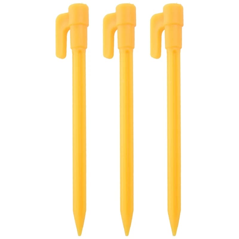 30Pcs Camping Tools Plastic Tent Pegs Nails Sand Ground Stakes Outdoor Camping Tent Awning Yellow Tent Accessories