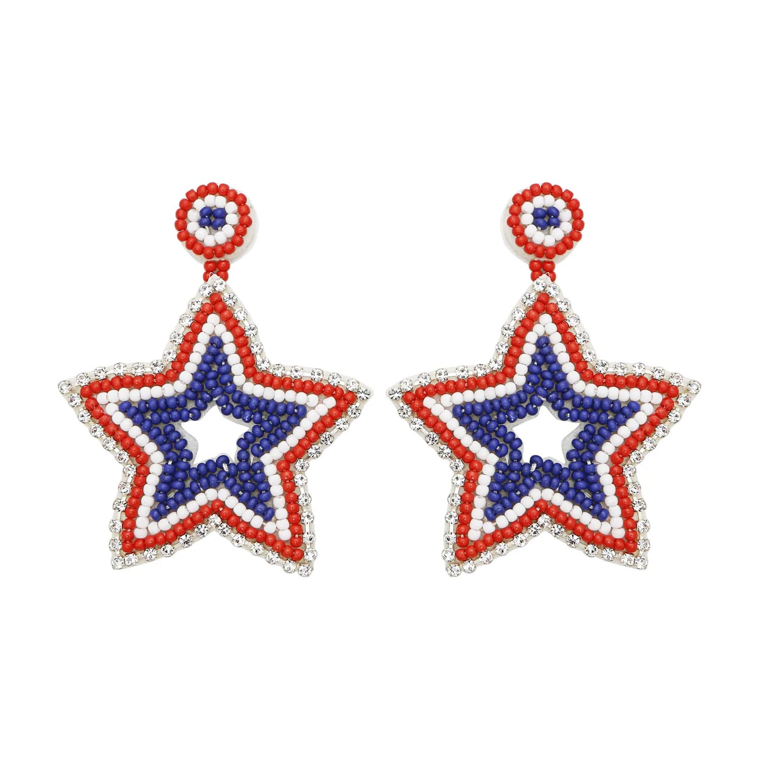Rice bead earrings Five-pointed star Originality Hollow out Hand knitting Alloy Bohemia Fashion Simple Beaded earrings