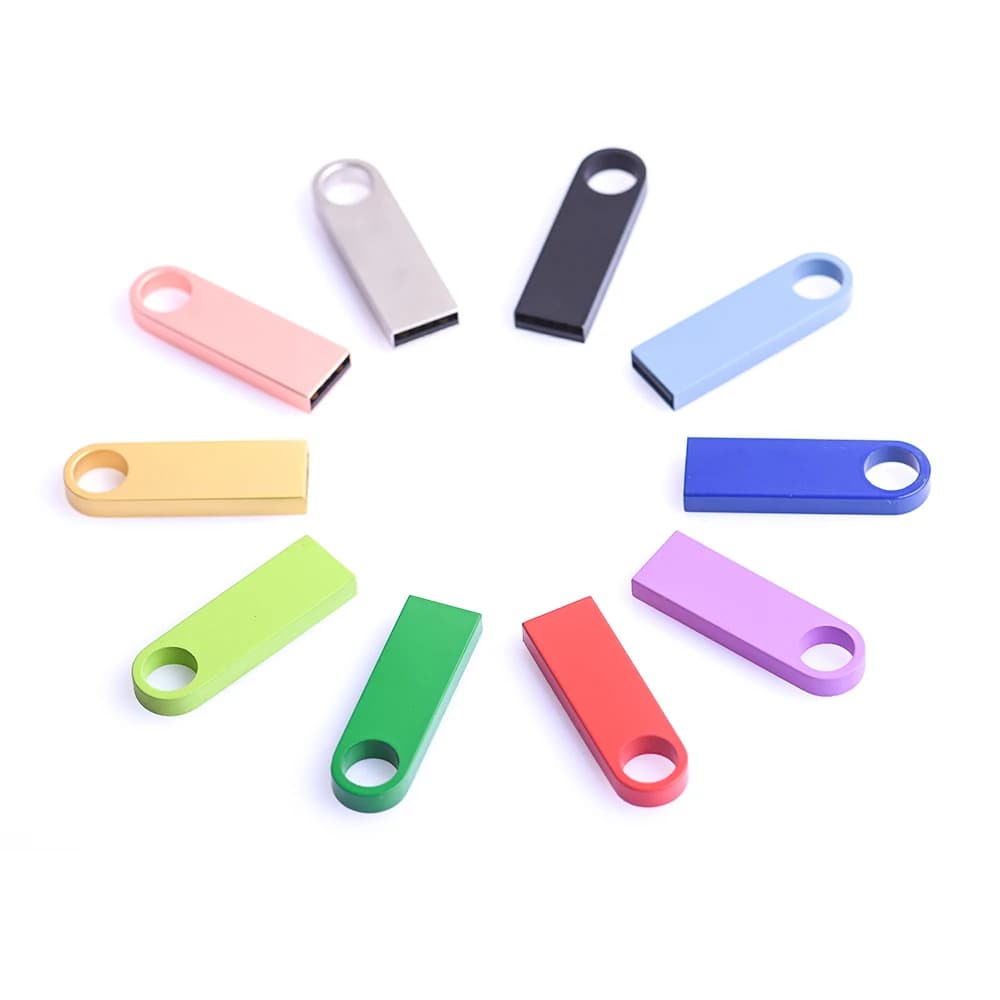 USB Flash Drive Colorful Metal 128GB 64GB 32GB Pen Drive 16GB 8G 4GB 128M Pendrive Free Key Chain Memory Stick Creative Business
