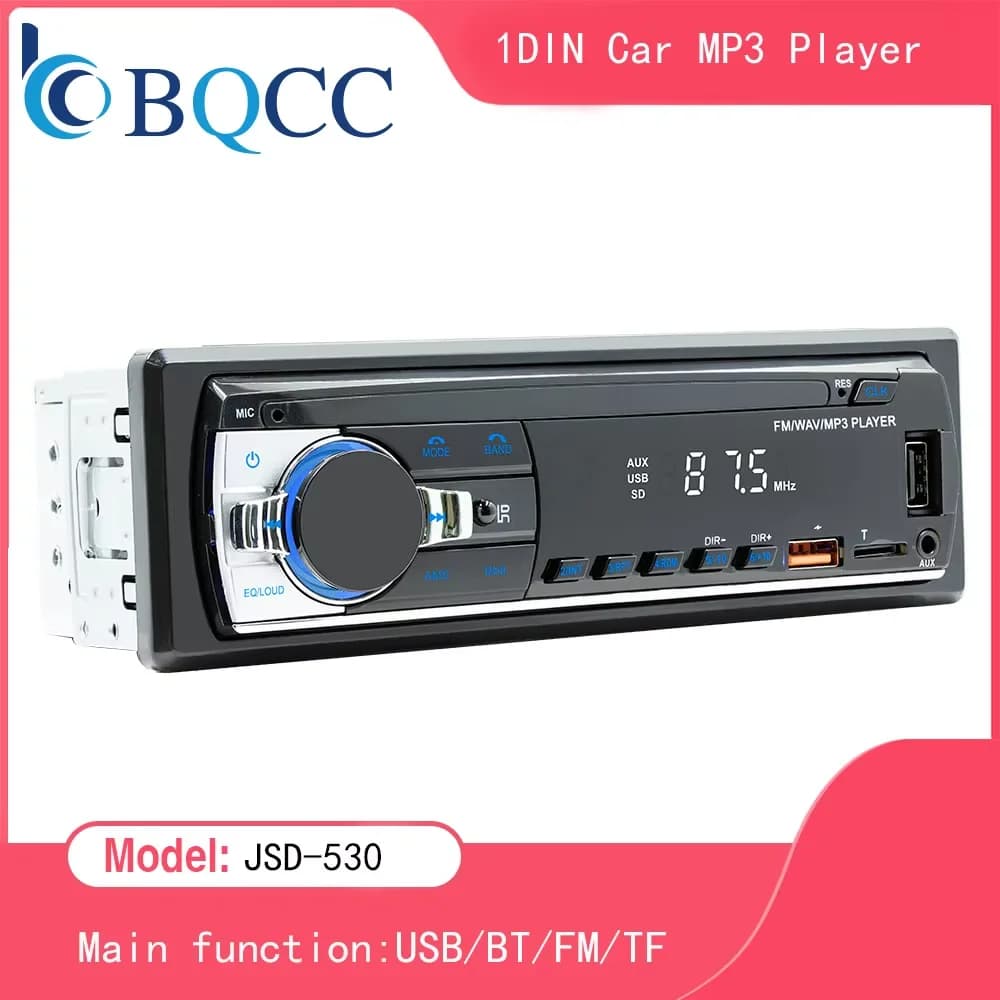 BQCC Car Radio Stereo Player Digital Bluetooth MP3 Player JSD-530 520 60Wx4 FM Audio Stereo Music USB/SD with Built-in AUX Input