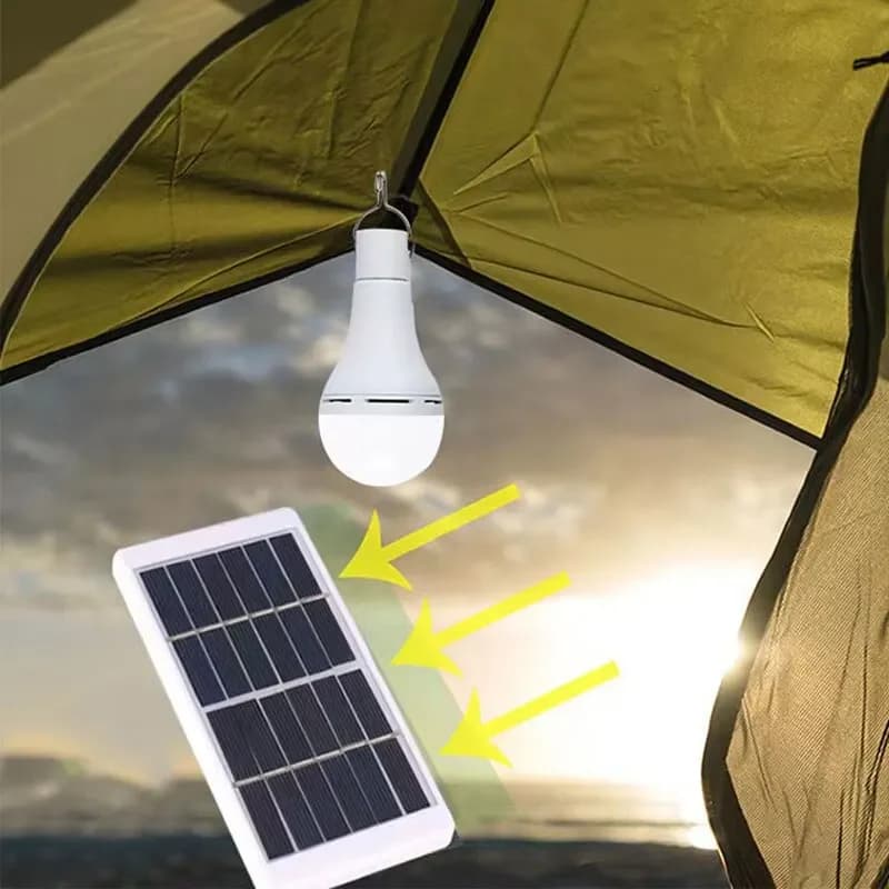 LED Solar Lamp Bulb Outdoor LED Light Bulb 6000K Waterproof Portable Solar Garden Hanging Light Hiking Fishing Emergency Lights